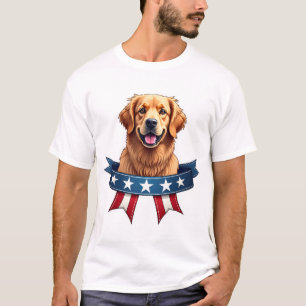 Patriottische Goud Retriever Lint Brug T-shirt