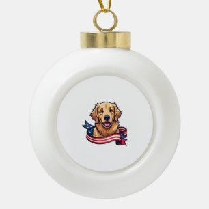 Patriottische Goud Retriever Lint Golf Tee Keramische Bal Ornament