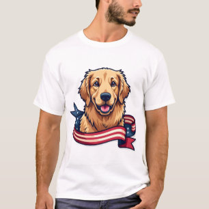 Patriottische Goud Retriever Lint Golf Tee T-shirt