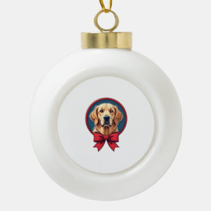 Patriottische Goud Retriever Lint Halo Shirt Keramische Bal Ornament