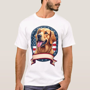 Patriottische Goud Retriever Open Lint Crest Shirt