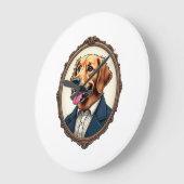 Patriottische Goud Retriever Portret Vintage T-shi Grote Klok (Hoek)