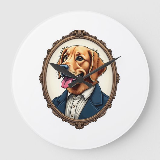 Patriottische Goud Retriever Portret Vintage T-shi Grote Klok (Voorkant)