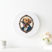 Patriottische Goud Retriever Portret Vintage T-shi Grote Klok (Huis)