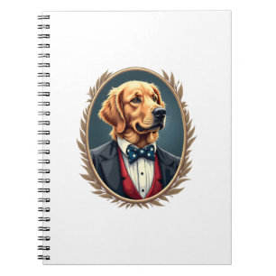 Patriottische Goud Retriever Portret Vintage T-shi Notitieboek