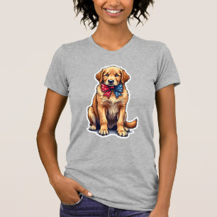 Patriottische Goud Retriever Puppy Vintage T-shirt
