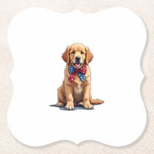 Patriottische Goud Retriever Puppy Vintage T-shirt Kartonnen Onderzetters