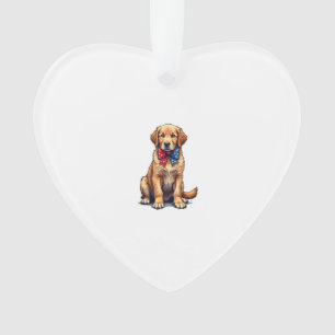 Patriottische Goud Retriever Puppy Vintage T-shirt Ornament