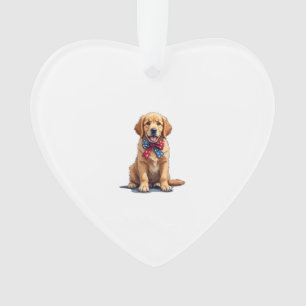 Patriottische Goud Retriever Puppy Vintage T-shirt Ornament