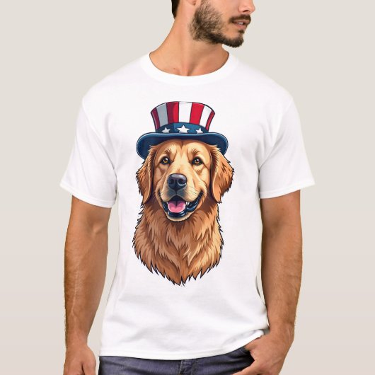 Patriottische Goud Retriever Split Frame T-shirt 2 (Voorkant)