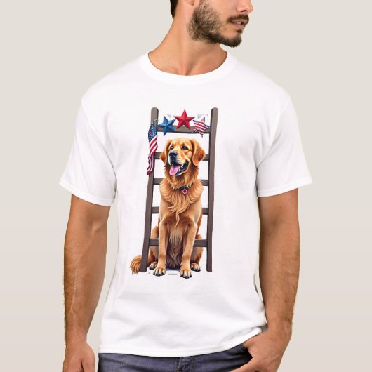 Patriottische Goud Retriever Ster Ladder Shirt (Voorkant)