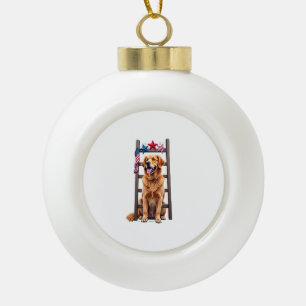 Patriottische Goud Retriever Ster Ladder Shirt Keramische Bal Ornament