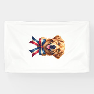 Patriottische Goud Retriever Tweelinglint T-shirt Spandoek