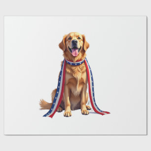 Patriottische Goud Retriever Vallende Lint Shirt 2 Cadeaupapier