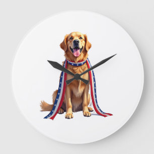 Patriottische Goud Retriever Vallende Lint Shirt 2 Grote Klok