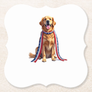 Patriottische Goud Retriever Vallende Lint Shirt 2 Kartonnen Onderzetters