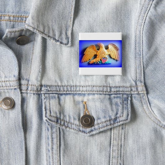 patriottische gouden adelaar vierkante button 5,1 cm (In situ)