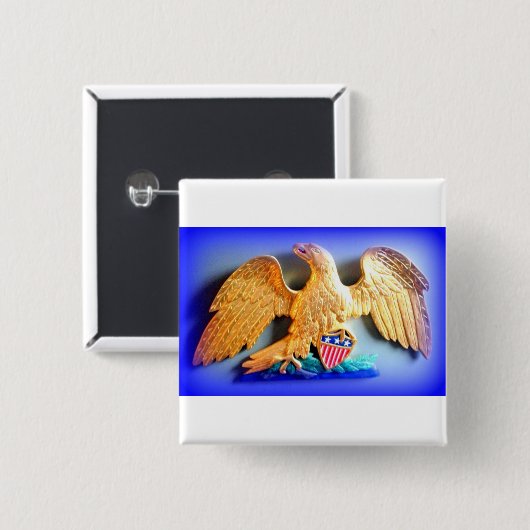 patriottische gouden adelaar vierkante button 5,1 cm (Voorkant /achterkant)