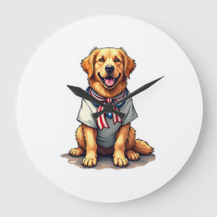 Patriottische Gouden Hond Vintage Graveershirt 2 Grote Klok