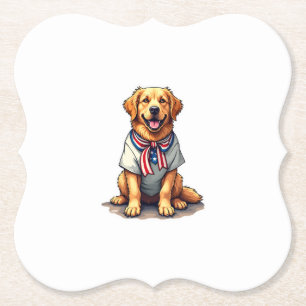 Patriottische Gouden Hond Vintage Graveershirt 2 Kartonnen Onderzetters