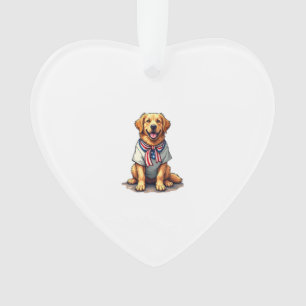 Patriottische Gouden Hond Vintage Graveershirt 2 Ornament