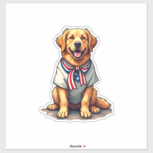 Patriottische Gouden Hond Vintage Gravure Shirt 2 Sticker