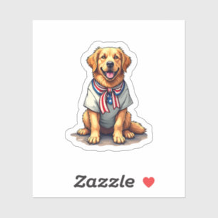 Patriottische Gouden Hond Vintage Gravure Shirt 2 Sticker