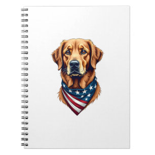 Patriottische Gouden Retriever Bandana Vintage T-s Notitieboek