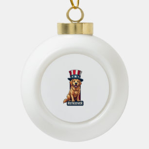 Patriottische Gouden Retriever Crest Column T-shir Keramische Bal Ornament