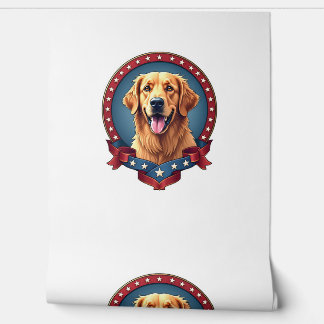 Patriottische Gouden Retriever eerbetoon Crest T-s Behang