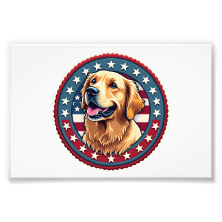 Patriottische Gouden Retriever Heritage Seal T-shi Foto Afdruk