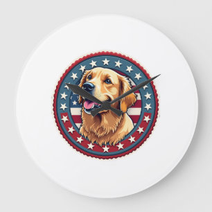 Patriottische Gouden Retriever Heritage Seal T-shi Grote Klok