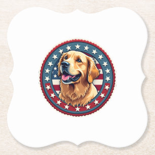 Patriottische Gouden Retriever Heritage Seal T-shi Kartonnen Onderzetters