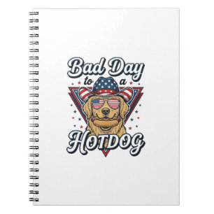 Patriottische Gouden Retriever Hotdog Vintage T-sh Notitieboek