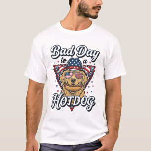 Patriottische Gouden Retriever Hotdog Vintage T-sh T-shirt