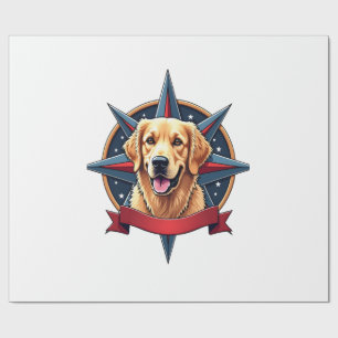 Patriottische Gouden Retriever Kompas Ster Tee 2 Cadeaupapier