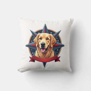 Patriottische Gouden Retriever Kompas Ster Tee 2 Kussen