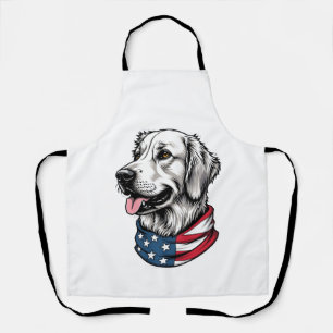 Patriottische Gouden Retriever Lijn Kunst Vintage  Schort