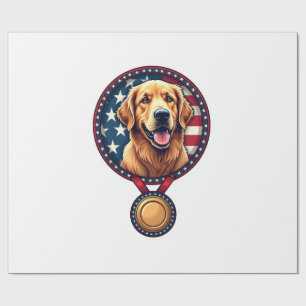 Patriottische Gouden Retriever Medaille Vintage T- Cadeaupapier