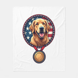 Patriottische Gouden Retriever Medaille Vintage T- Fleece Deken
