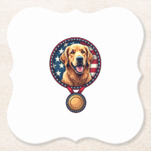 Patriottische Gouden Retriever-medaille Vintage T- Kartonnen Onderzetters