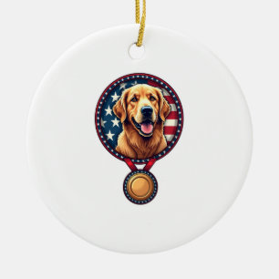 Patriottische Gouden Retriever-medaille Vintage T- Keramisch Ornament