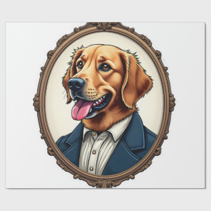 Patriottische Gouden Retriever Portret Vintage T-s Cadeaupapier