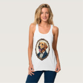 Patriottische Gouden Retriever Portret Vintage T-s Tanktop (Volledige Voorkant)