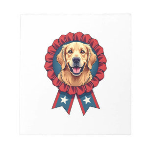 Patriottische Gouden Retriever Rozet Vintage T-shi Notitieblok