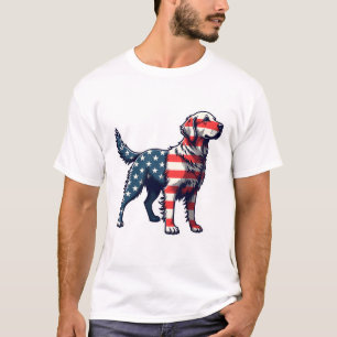 Patriottische Gouden Retriever Silhouet Vintage T- T-shirt