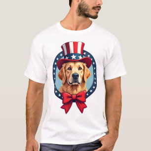 Patriottische Gouden Retriever Zachte Kuif Vintage T-shirt