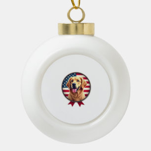 Patriottische Gouden Retriever Zachte Medaillon T- Keramische Bal Ornament