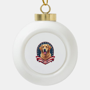 Patriottische Gouden Retriever Zak Embleem T-shirt Keramische Bal Ornament