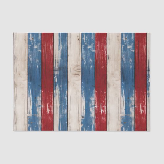 Patriottische Gouden Stemming Faux Wood Americana Tissuepapier (Voorkant)